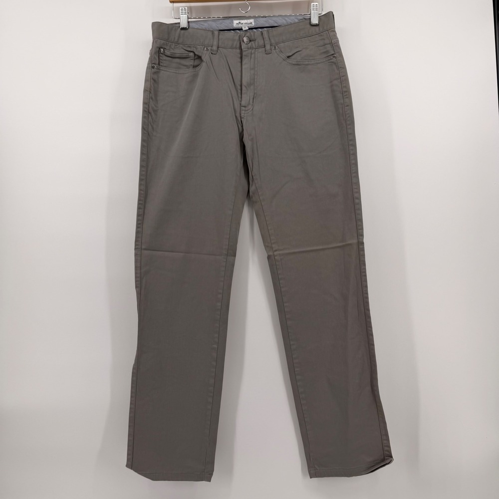 Peter Millar Crown Comfort Mens 32 Grey 5-Pocket Straight Leg Pants RN100308
